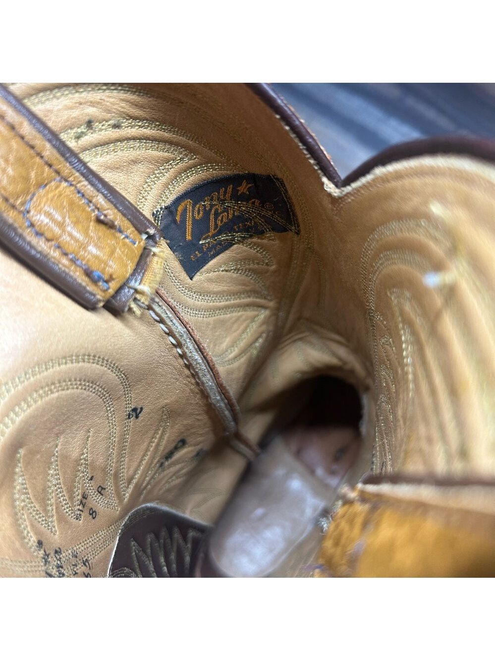 Tony Lama Womens Western Boots Sz 8A Brown Tan Leather Cowboy USA Made - Picture 4 of 7